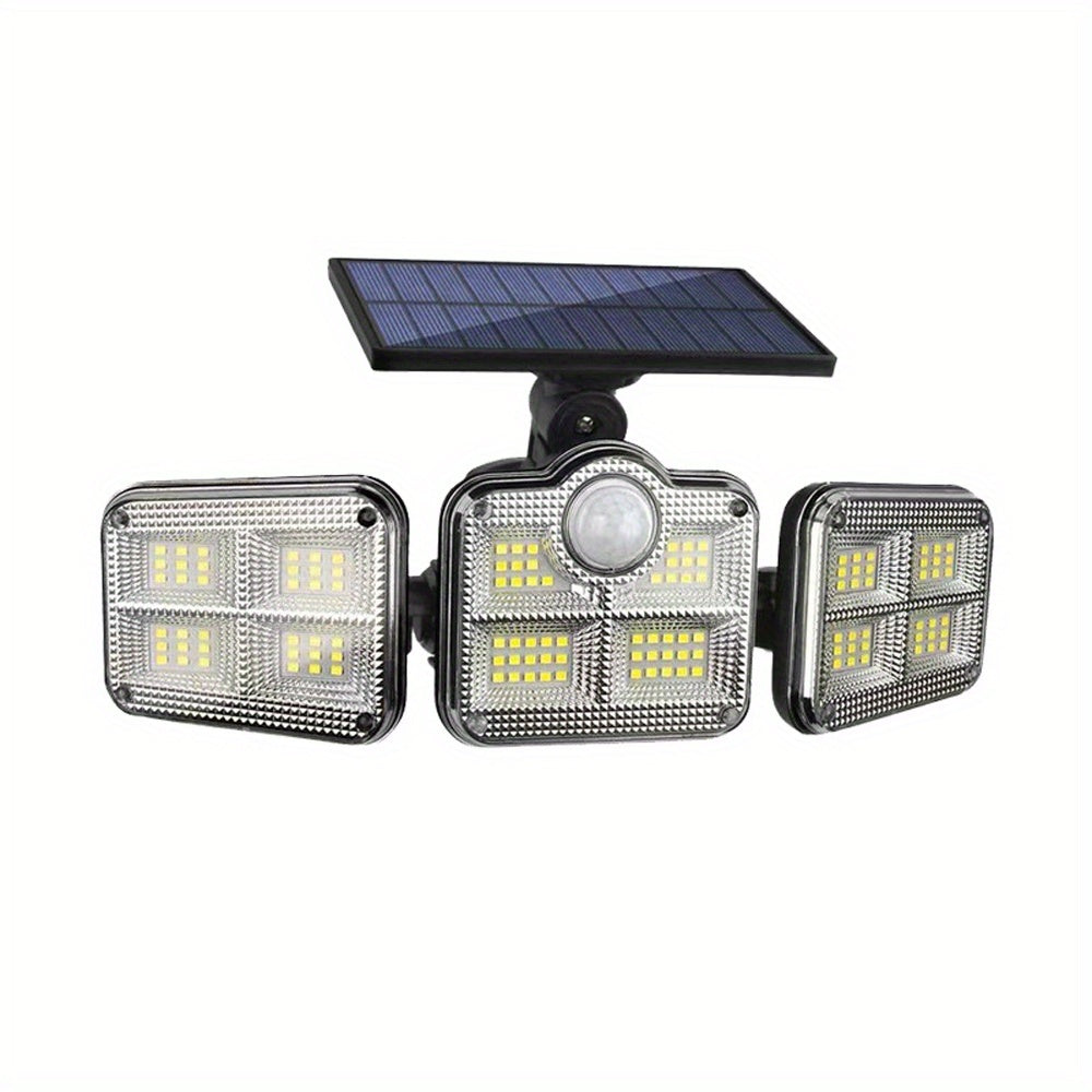 Solar Outdoor Lights 122LED Motion Sensor Outdoor Lights, 3 Heads Solar Powered, Security Lights, 270° Wide Angle Flood Wall Lights for Outdoor Garage Yard Porch Backyard