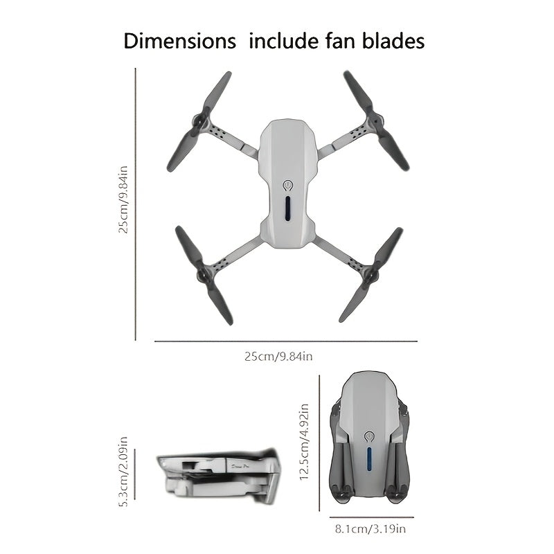 E88 Foldable Drone - Dual SD Camera, FPV Live Video, Optical Flow Positioning, APP Control, RC Quadcopter for Adults Simple to Use, Portable, Long Flight Experience,, Valentine's Day Gifts