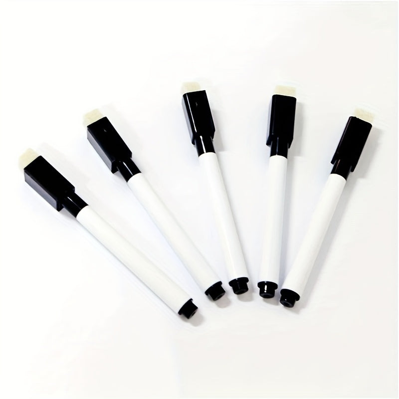 Magnetic Whiteboard Marker Pens Black Dry Wipe Erase Pen with Built-in Eraser Magnet