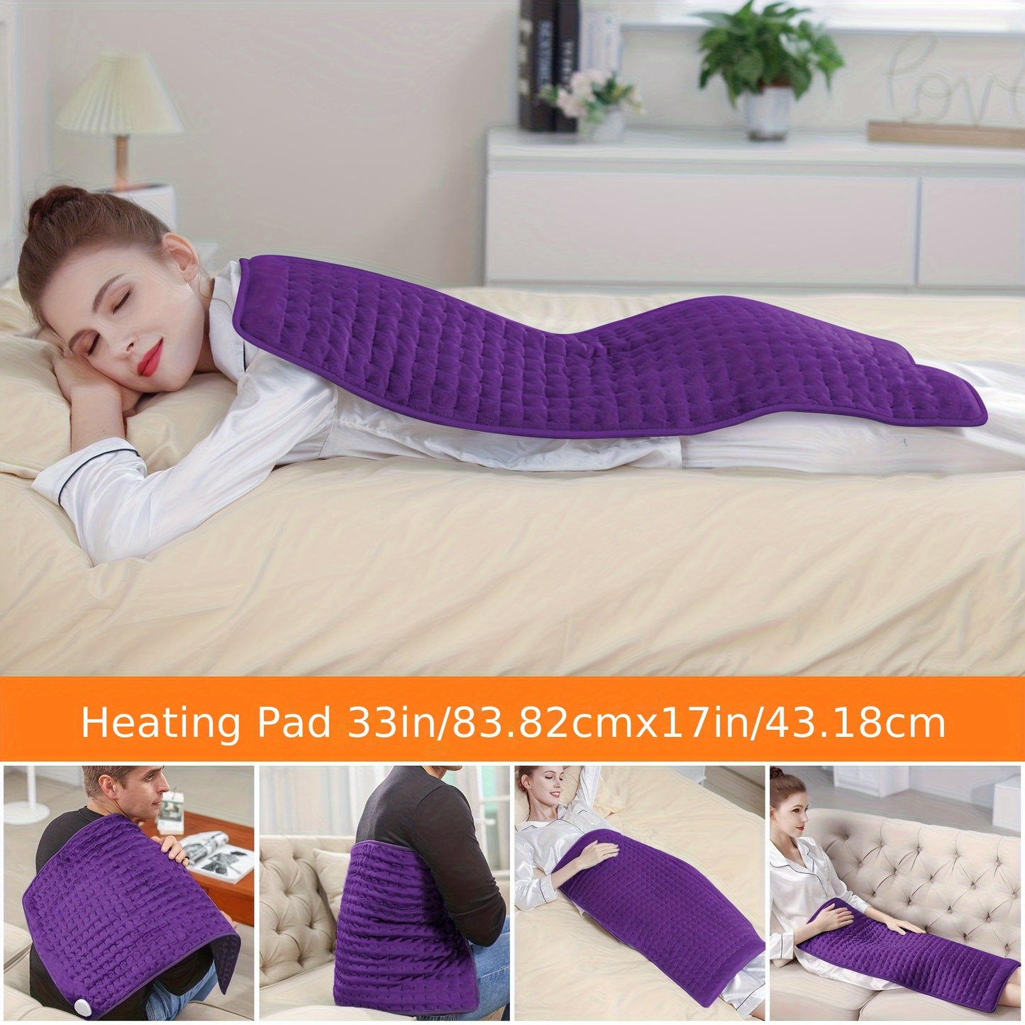XXL Heating Pad - 83.82cm x 43.18cm | 6 Heat Settings, Fast Heating to 140°F, Portable, Back, Neck, Abdomen, Shoulder, Knee, Wet Heat Heating Pad, Arm and Leg Heating Pad, Safer, Wet and Dry Heating, Automatic Shut-off, Best Holiday Gift, IDUONT