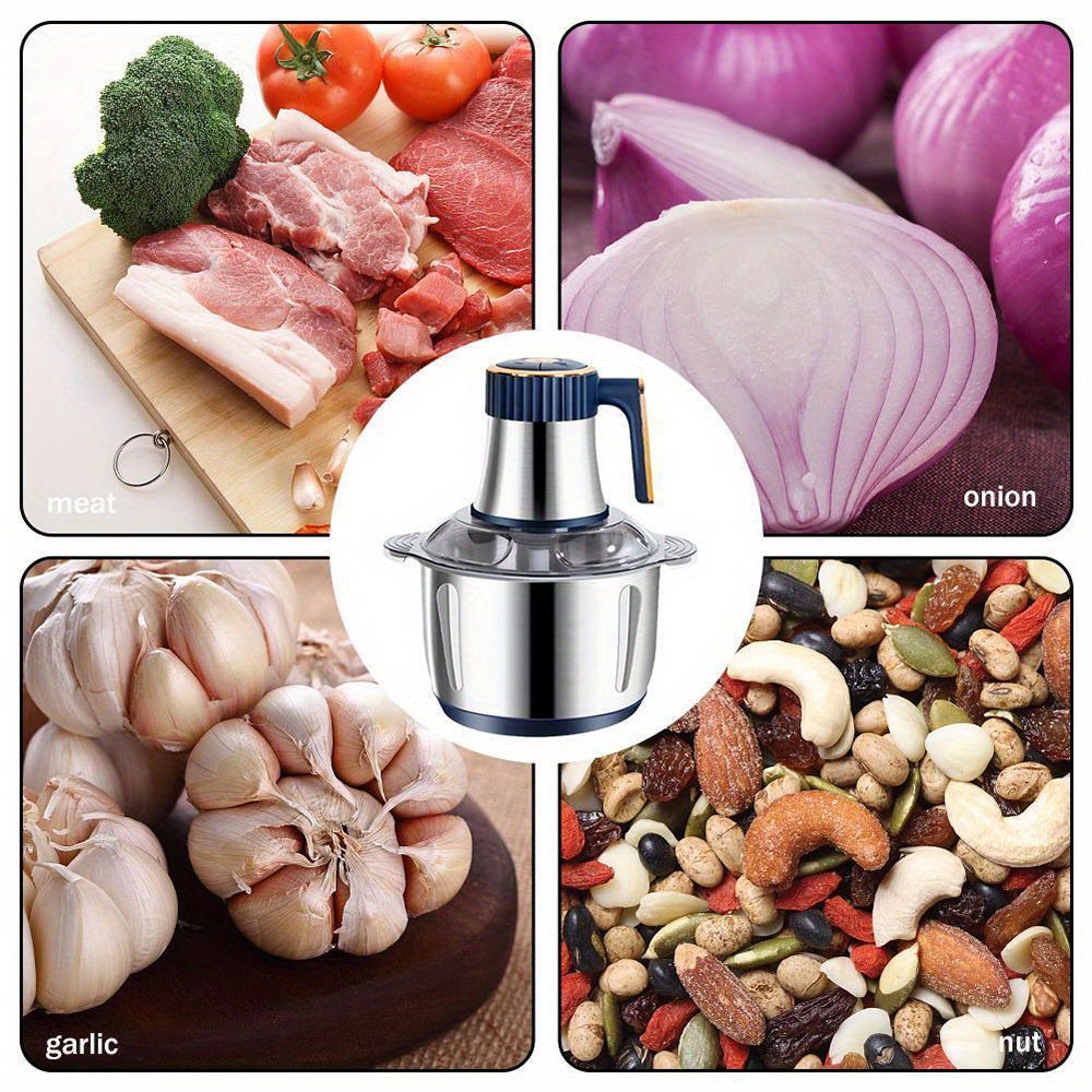 AU Plug 5-Speed Food Chopper, Electric Food Processor And Dough Mixer, 5L Large Capacity Meat Grinder with Blades, Stainless Steel Mincer for Kitchen Use, Suitable for Vegetables, Onions, Garlic, Salads, Fruits, And Nuts