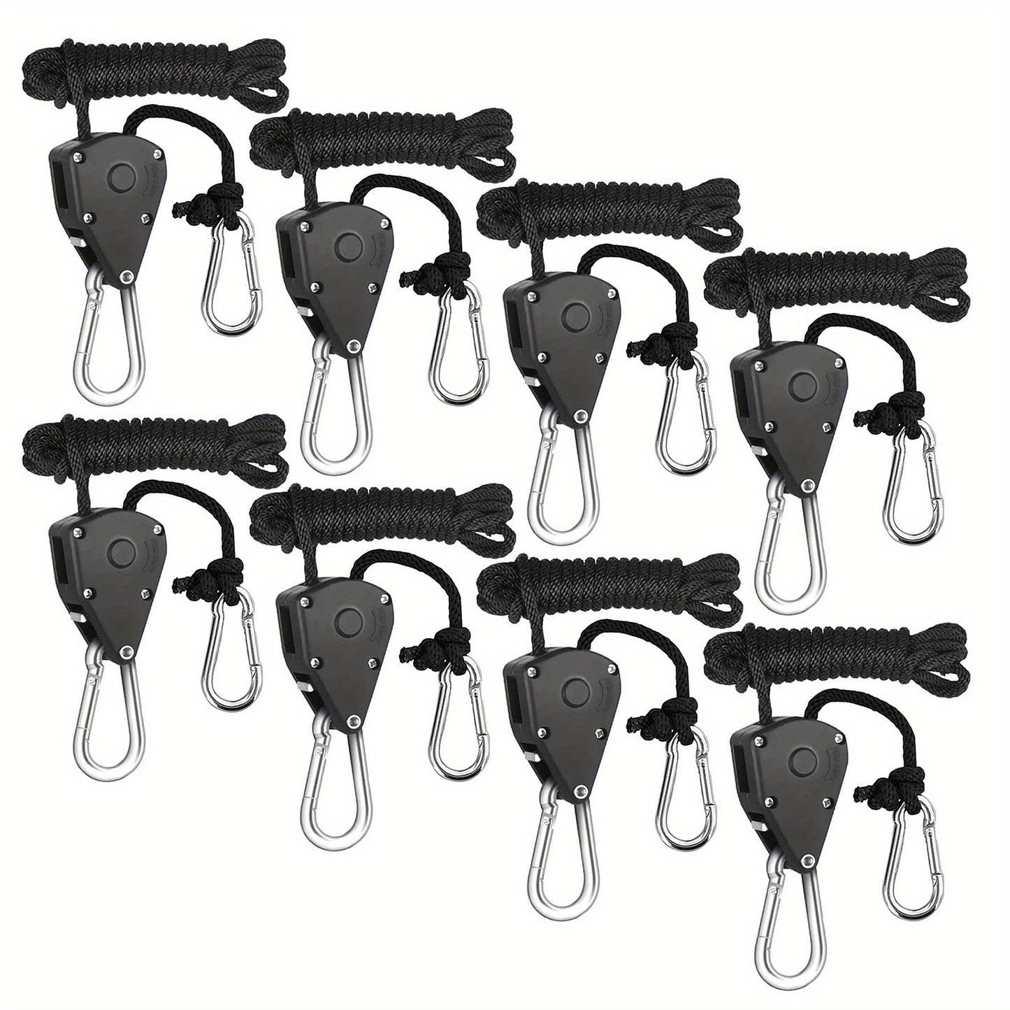 4/8pcs Heavy Duty Adjustable Rope Hanger Pulley Rope Metal Internal Gears for Tent Hanging Sun Shade Tie Strap, Adjustable Grow Light Hangers
