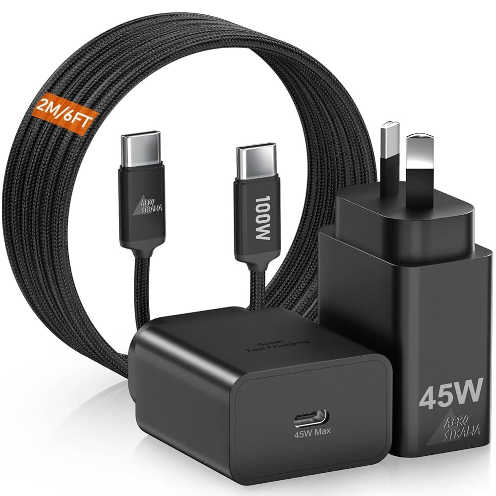 HEYMIX 45W USB C Fast Charger Super Fast Charger Compatible with 30W/ 25W PPS USB C Wall Charger, Compatible with Mac Book Air, Samsung S24/ S23/ S22 with 2M/ 6.6FT USBC to USB C 100W Cord