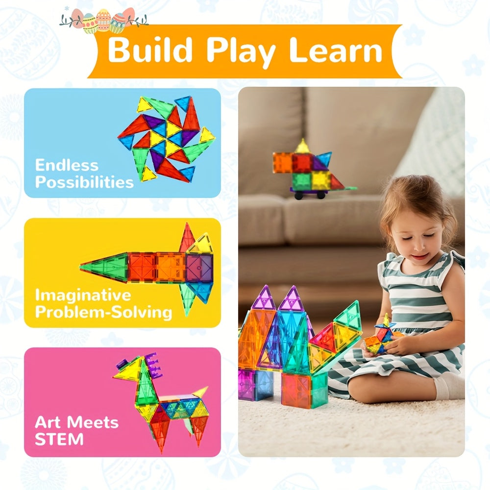 120/100/60pcs Kids Magnetic Tiles Blocks Building Educational Toys Child Gift