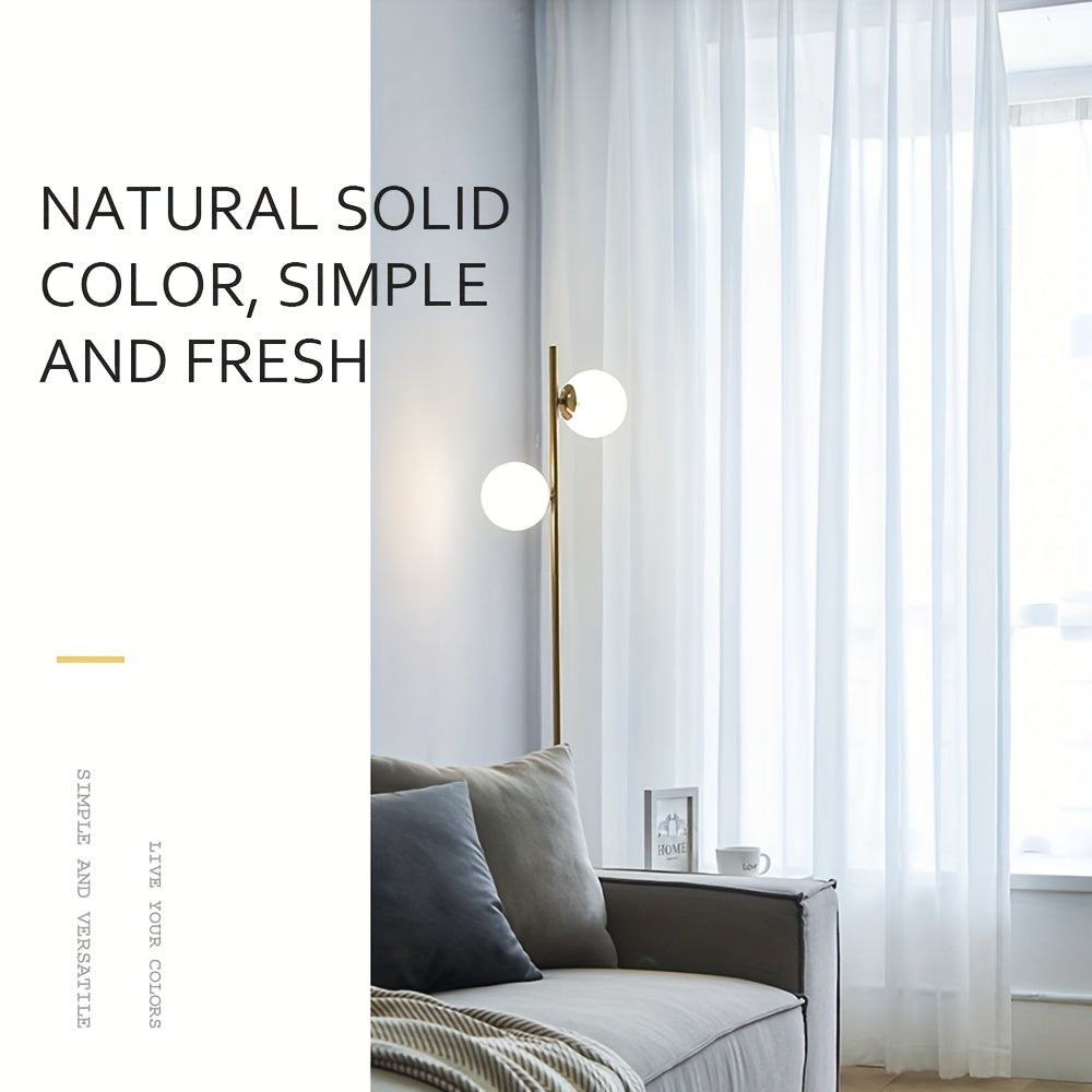 White Sheer Curtains Rod Pocket Window Sheer Voile Curtain Semi Transparent Grommet Curtains for Living Room And Bedroom 140cmx213cm