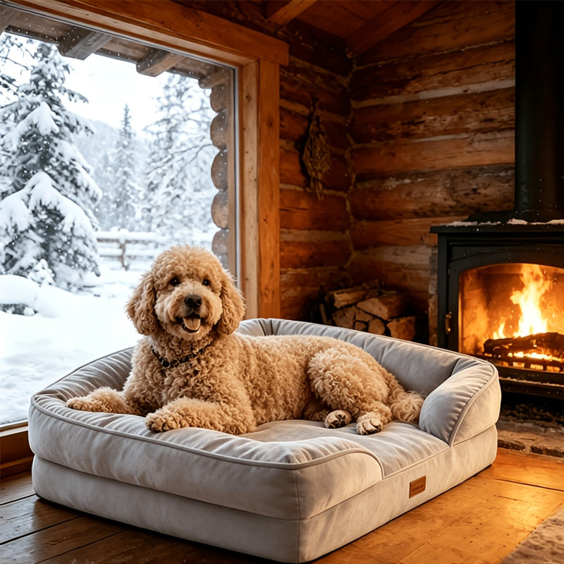 1pc M L XL Orthopedic Foam Dog Bed for Extra Large Dogs, C-shape Orthopedic Dog Beds, Washable Dog Sofa Bed with Removable Cover & Non-Slip Bottom with Supportive Foam Couch Design for Pet Dog Cat Rabbit Furniture Dog Beds for Crates