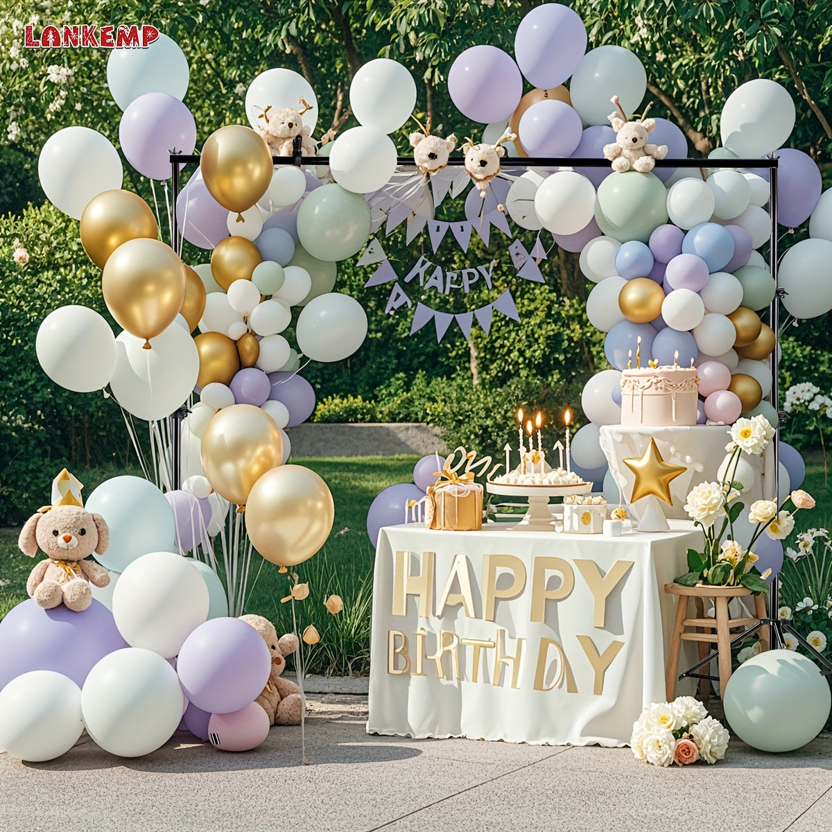 7 X 10 Feet Lane KEMP Photo Background Stand Kit, Adjustable Frame After Photography, Photo Banner Background Support Stand, for Party Decoration (Place An Order And Get 4 Clips And A Portable Handbag for Free)