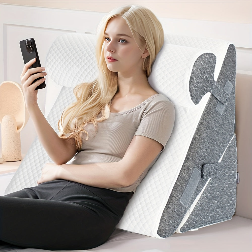 Wedge Pillow Headboard, 3pcs Bed Wedge Pillows Set for After Surgery, Adjustable Pillow Wedge for Acid RefluX & Snoring Relief, Sleeping, Back Pillow for Bed Sitting Up, Perfect for Couples Or Healthconscious Users, White/Grey Machine-Washable Cover