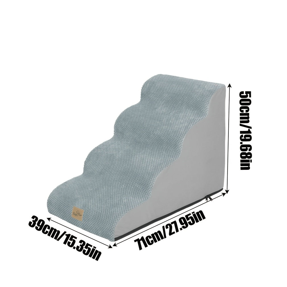 1pc 4-Step Dog Stair Ramp Slope Dog Step Stable Thick Foam Stair For High Bed Sofa Couch Place Removable Cover