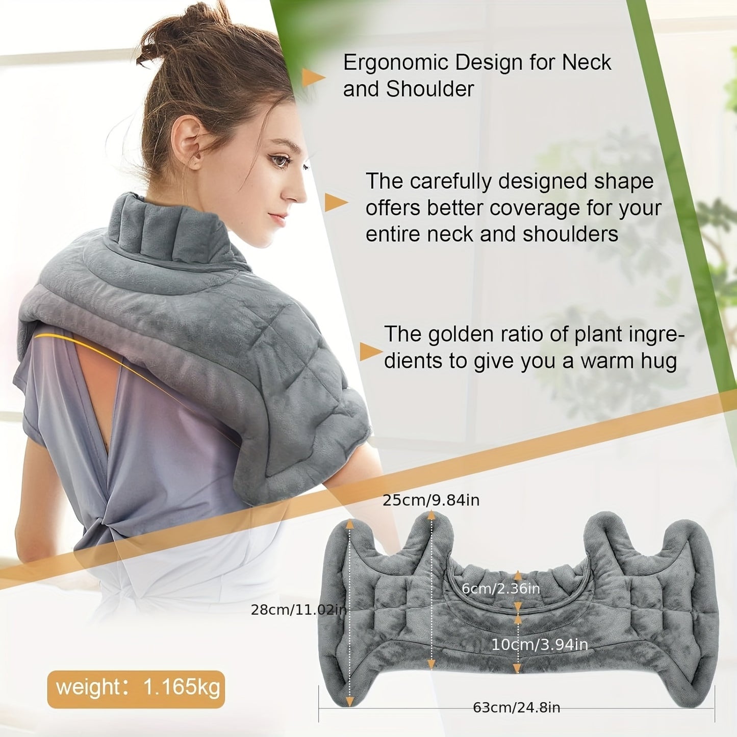 UNCN Neck and Shoulder Microwave Heating Hot Pack, with Wet Heat Weighted Microwave Heating Neck Wrap, Long-lasting Cold and Warm Maintenance, Wheat Bag Thermal Pack Warmer