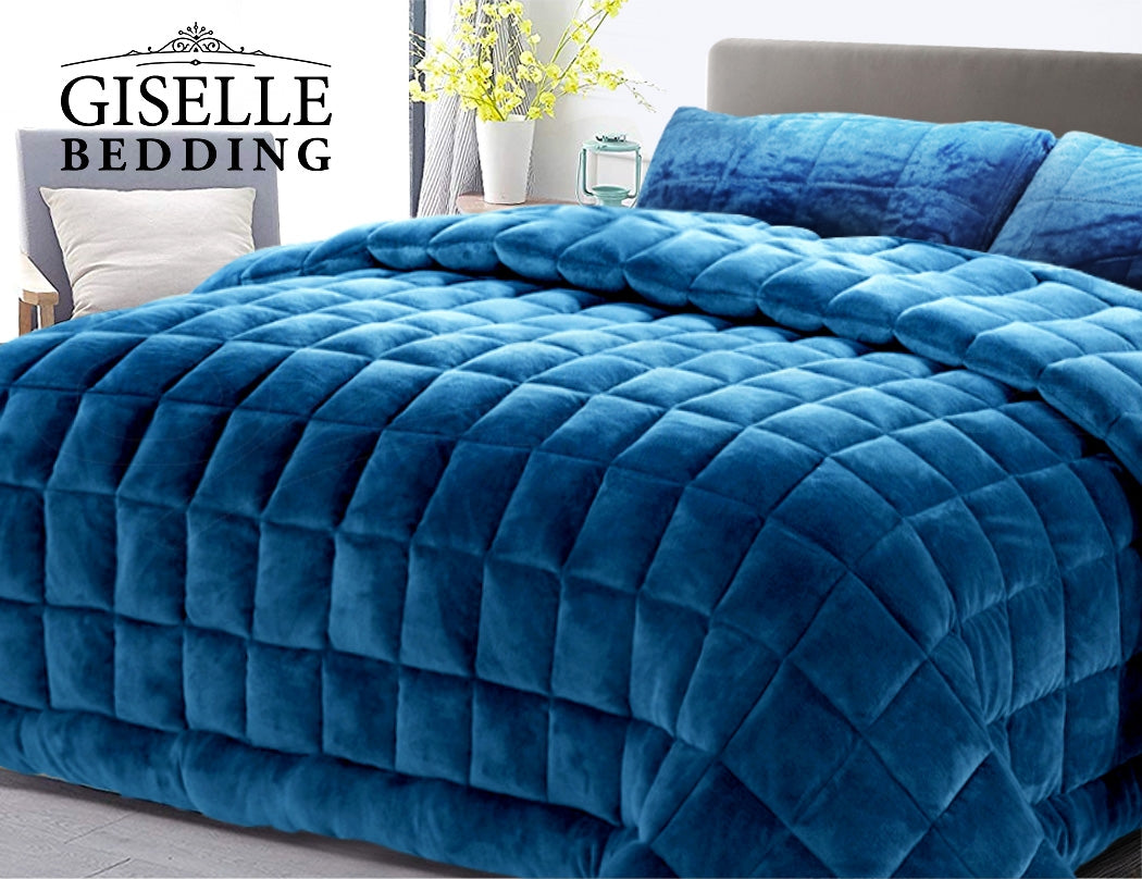 Giselle Faux Mink Quilt Fur Plush Throw Comforter Winter Queen King Super King Quilts