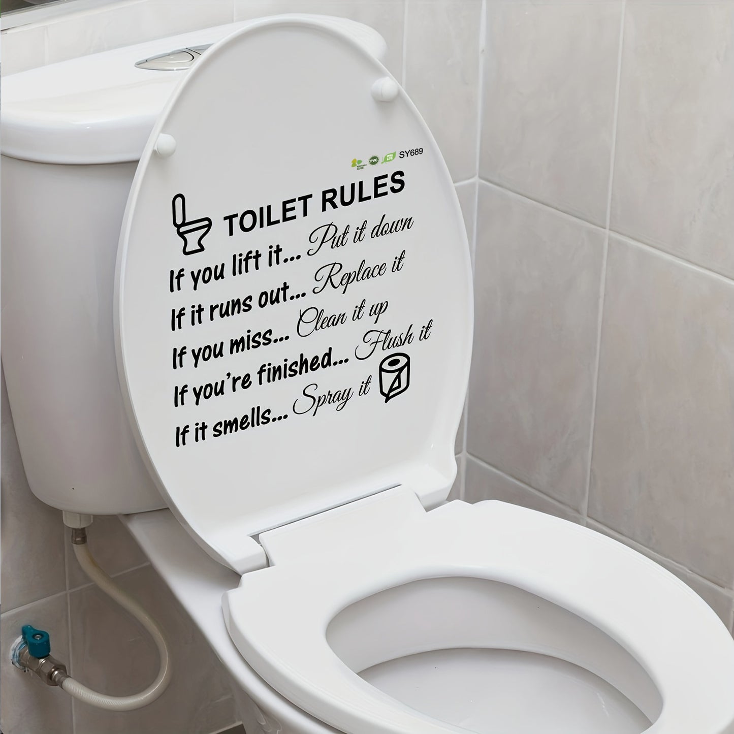 DIY Removable Wall Quotes Sticker, Vinyl Art Decor, Toilet Rules, Washroom Bathroom