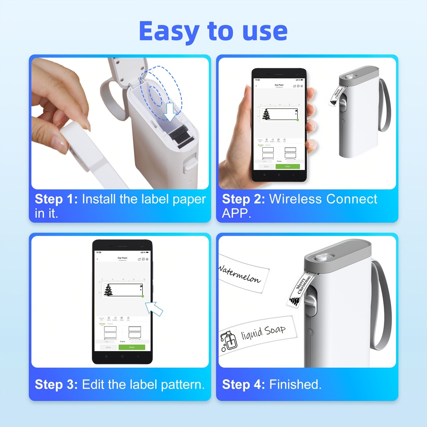 P21 Wireless Portable Label Maker with 14x40mm Paper - Thermal Printer for Home Office Organization, USB/Battery Powered, Multiple Templates for Phone & Storage Use