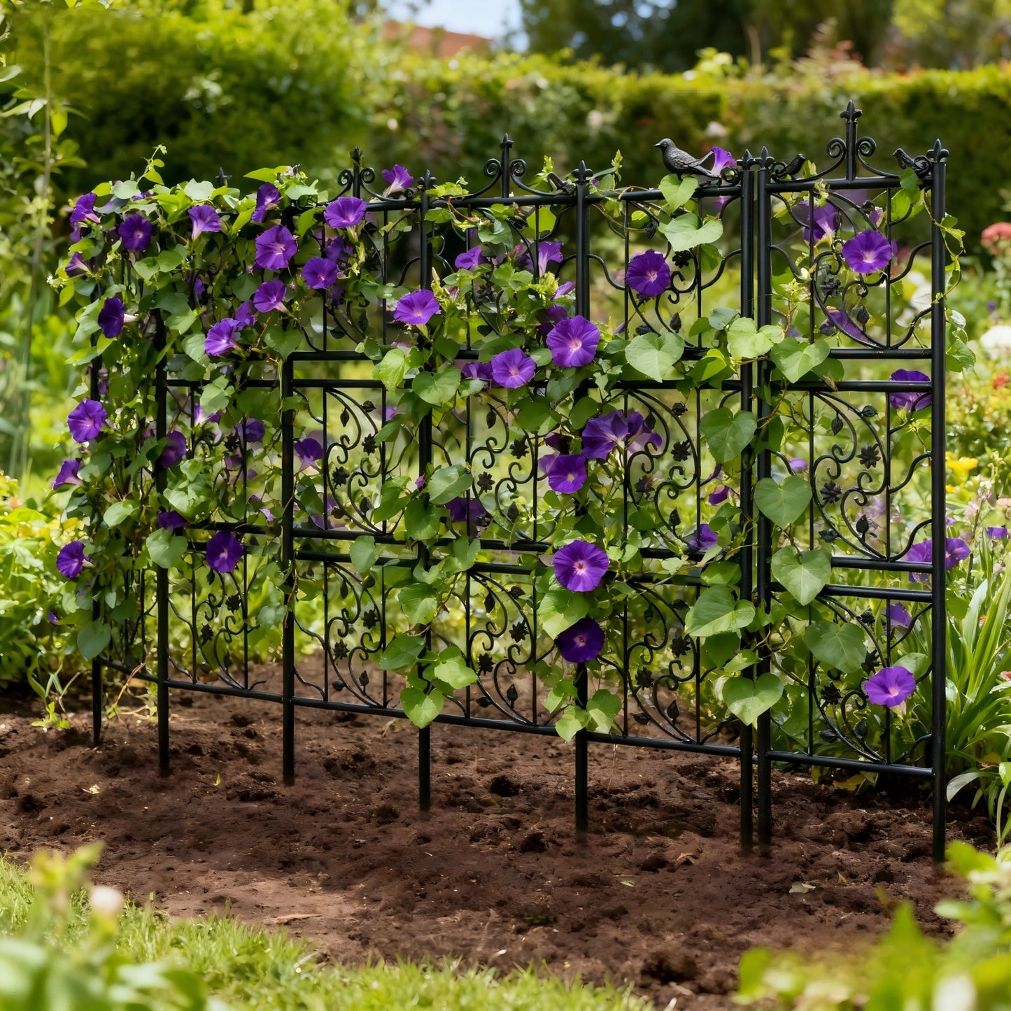 2 Panels 190cm Tall Metal Garden Trellis Fencing Barrier Edge Border for Outdoor Patio Climbing Plants Vegetable Rose