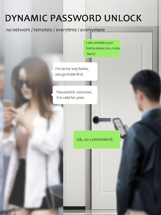 SWEET ALICE Smart Fingerprint Door Lock, Fingerprint Recognition Without Key, Fingerprint Door Lock with Five Unlocking Methods, Smart Combination Lock, Smart Door Handle for Bedroom, Graffiti Application Control, Remote Unlocking, Easy Installation