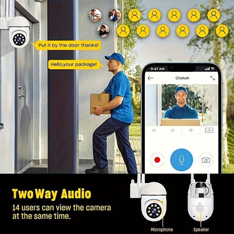 1-4pcs Wireless Wifi Pet Security Camera, Outdoor Weather-Proof Water-Proof Camera, 1080P HD, Color Night Vision, 2-Way Audio, Ease Life APP, 360 Pan/Tilt/Zoom, Motion Tracking & Detection for Home Security, Spotlight & Siren