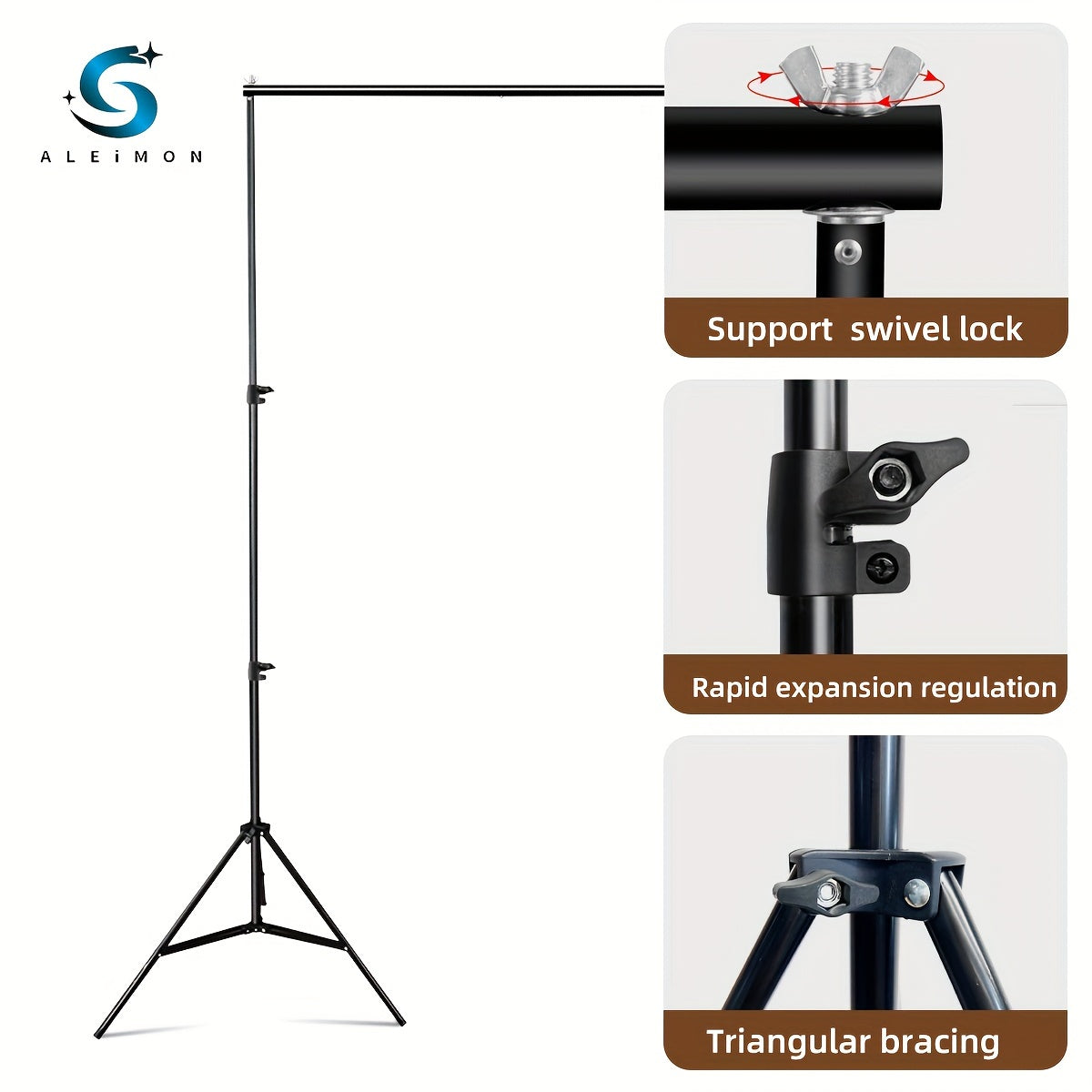 High Quality Professional Background Stand 10x7ft (W X H) Photo Studio Adjustable Metal Background Stand, Balloon Arch Support Kit, with 4 Cross Bars, 4 Background Clips, Party Wedding Event Decoration
