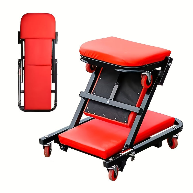 Foldable Crawler 2-in-1 Rolling Garage Z Crawler Car Seat, 149.69 KG Weight Capacity, Ergonomic Design And Adjustable Height, Suitable for Car Maintenance, Vehicle Repair, Auto Repair Tools, Sturdy Construction, Automotive Professionals