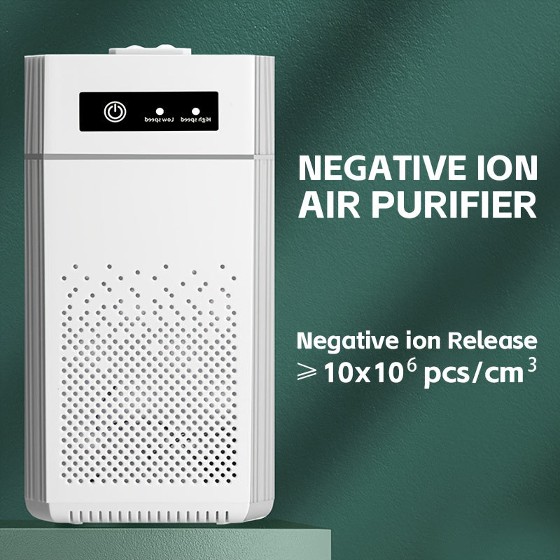 Portable Negative Ion Air Purifier with Filter / Equipped with HEPA Filter Screen / USB Charging Cable / Removes Odors And Dust / Air Purifier Air Volume 51-150 Cubic Meters Per Hour / Durable Plastic / High-Quality Filter Element