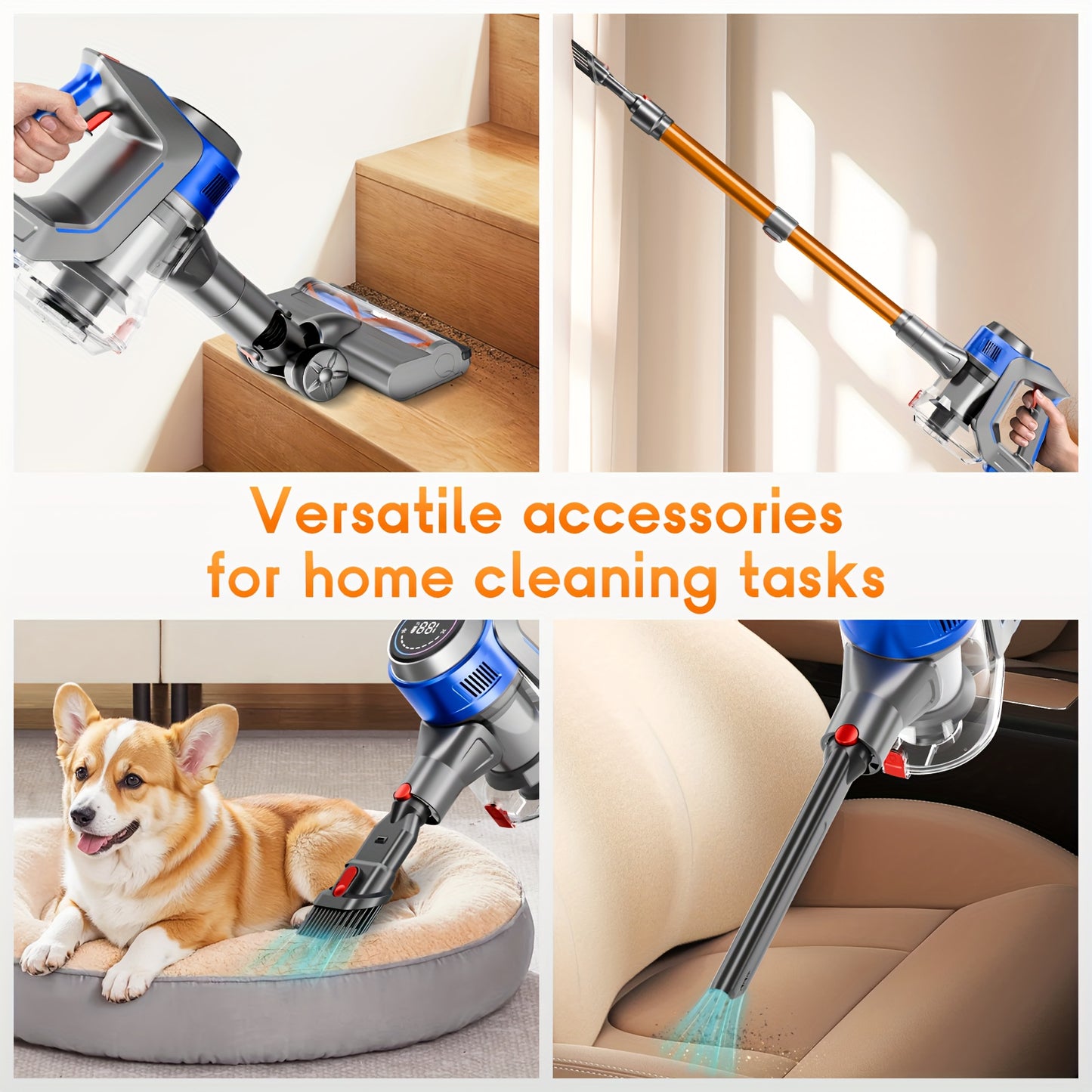 Cordless Lightweight Vacuum Cleaner MAX 70KPa Anti-tangle Brush, Multiple Suction Levels, And A Long Battery Life Of Up To 45 Minutes, Suitable For Carpets, Pet Hair, And Hardwood Floors