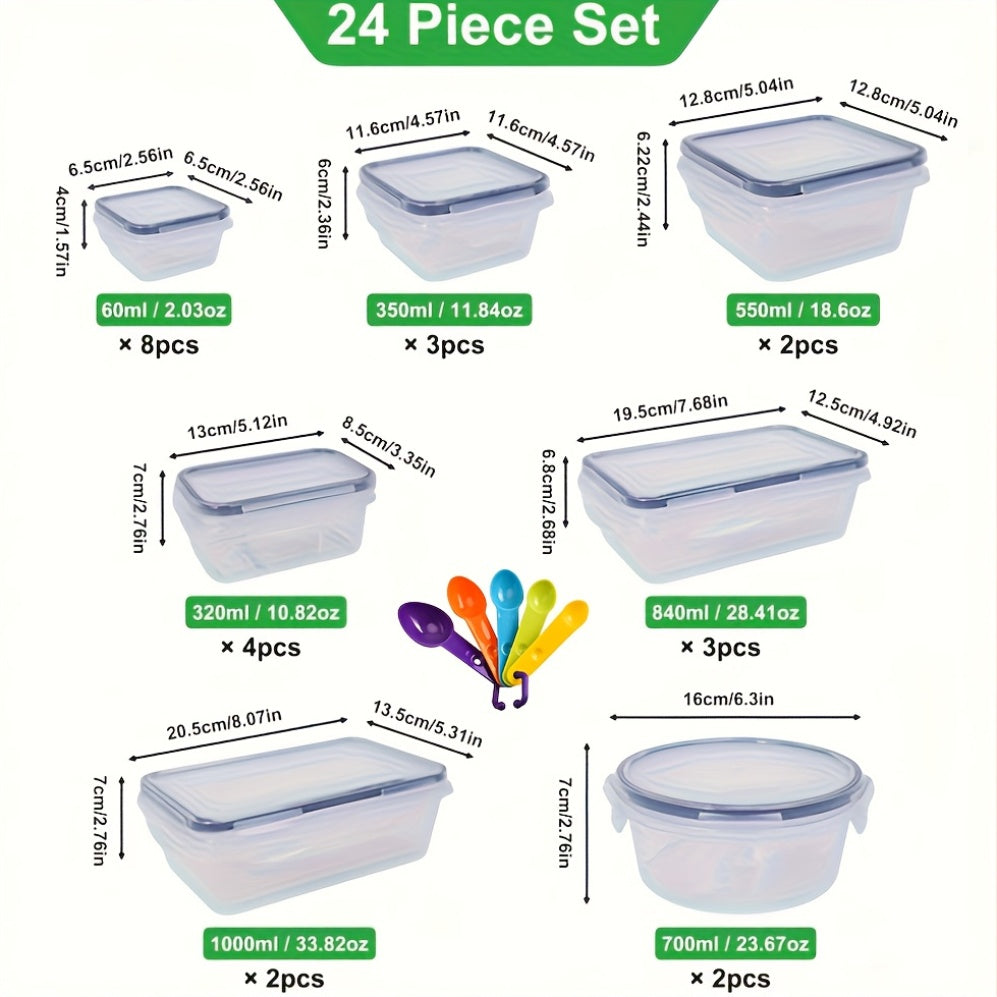 48pcs Airtight Food Storage Containers Set with Easy-Secure Locking Lids (24 Containers + 24 Lids) - Microwave-Safe, Leakproof & Stackable Plastic Food-Safe Round Containers with Labels & Marker for Pantry, Kitchen, Travel, Picnic Organization - Reusable,