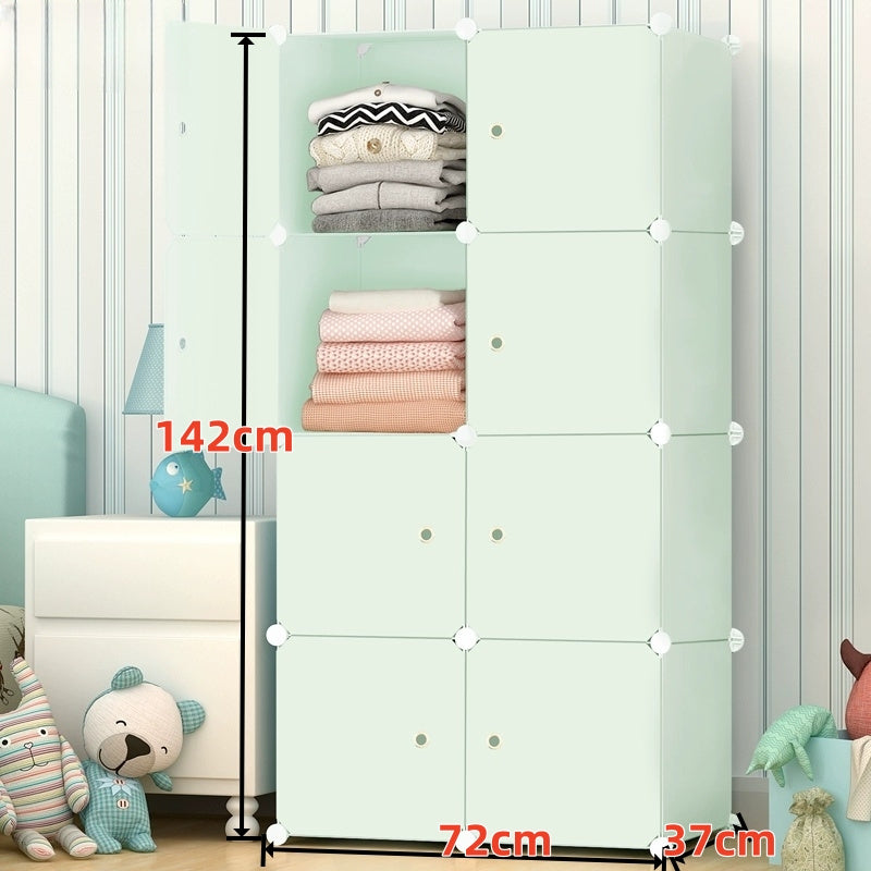 8-Cube Stackable Modular Storage Organizer Shelf With – Easy Assembly Durable Frame in Blue/Pink/Green – Multi-Functional Shelf for Books, Clothes, Toys & Sundries – Perfect for Home, Dorm, Rental Living