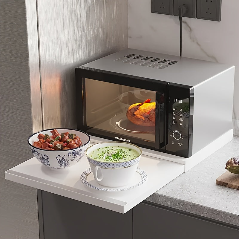 Multifunctional Kitchen Microwave Rack with Pull-Out Storage Drawer - Space Saving Microwave Rack, Multipurpose Organizer for Oven, Microwave, Coffee Maker, Modern Design, Efficient Space Saving, Easy Drill-Free Installation