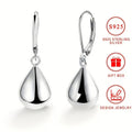 Elegant Simple 925 Silver Teardrop Earrings, Hypoallergenic Tear Drop Dangle Earrings, Chic Refined Jewelry for Women, Perfect for Daily Wear & Special Occasions, Halloween Suitable, Gift Box Included - 4.5g Pair