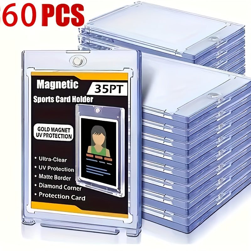 30/60/90pcs Magnetic Card Holder | 45 PT Magnetic Card Holder for Trading Cards, Magnetic Card Holder Cases Magnetic Card Case Clear Card Protectors for Thick Baseball Football Hockey Cards