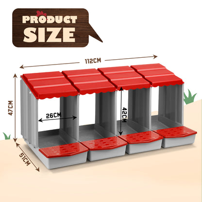 Maxkon Chicken Nesting Box 4 Hole Chook Hen Poultry Roll Away Out Laying Boxes Inside Outside Hutch Modular House Coop Egg Nest Lay Perch Brooder Plastic