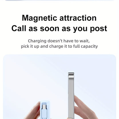 10000mAh Magnetic Power Bank - Fast Charging with Digital Screen - Built-in 2 Charging Cables - USB Portable Mobile Phone Power Bank - Can Charge 5 Devices At The Same Time - with Bracket - Compatible with iPhone 15/15 Plus/15 Pro/15 Pro Max/iPad