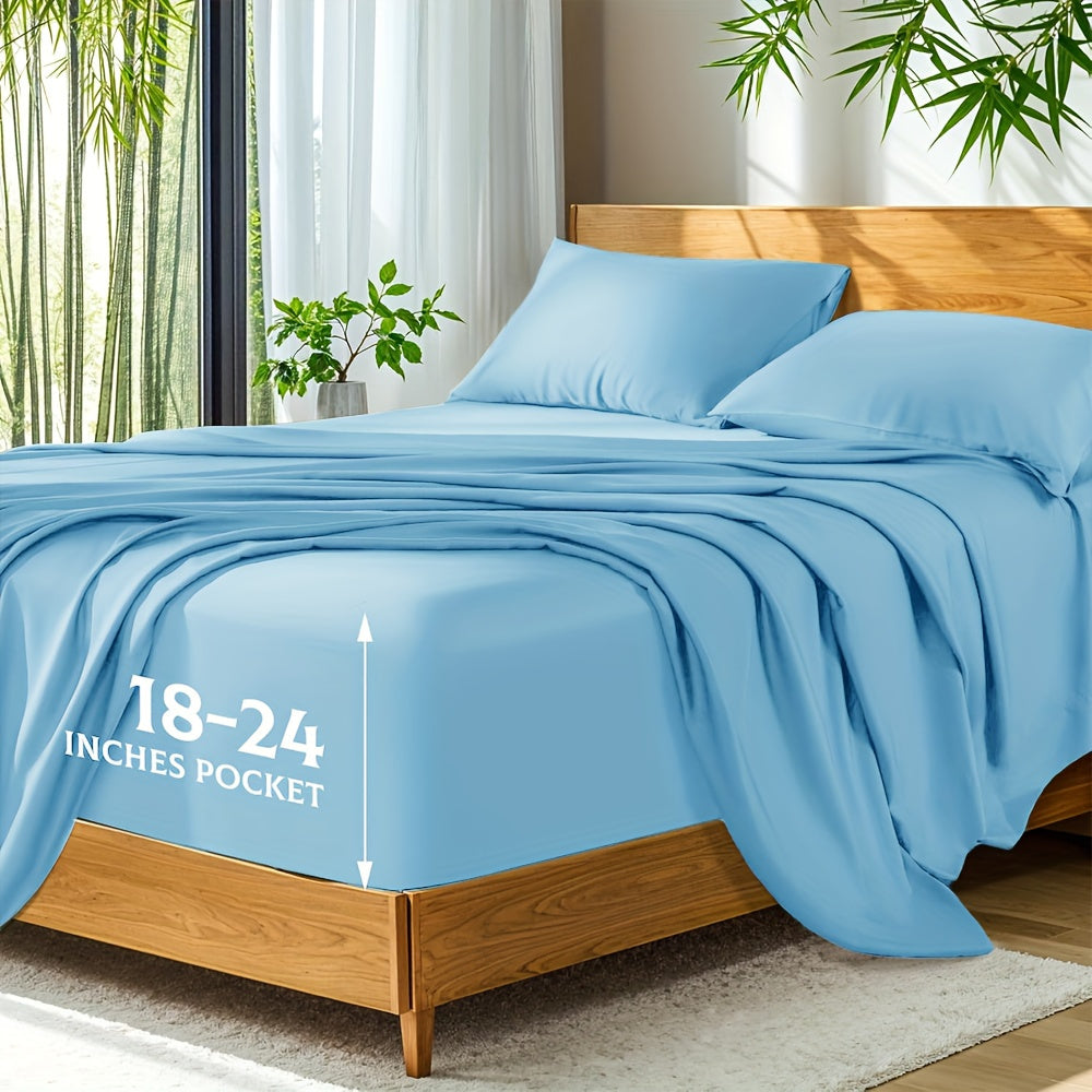 Ultra Soft Bed Sheets Set, Breathable for Spring & Summer, Deep Pocket 18-24in, Shrink-Resistant Cooling Bedding for Hot Sleepers, Queen/King/Double/Single/King Single Sizes, Ideal Gift for Halloween, Christmas, New Year & Holiday Season