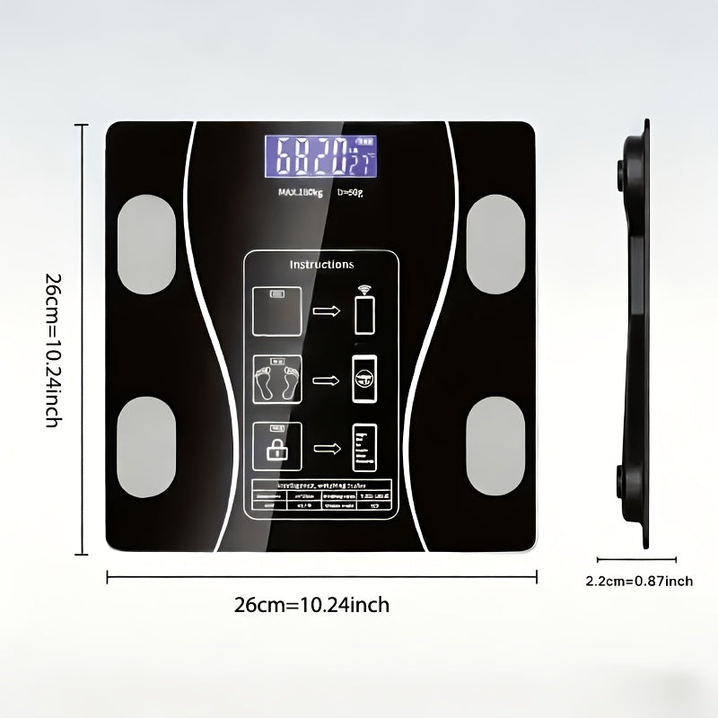 1 High Precision Weight Scale Body Fat BMI Digital Bathroom Scale with LCD Display Wide Platform Wireless Battery Powered Weighs Up to 180kg for Gym Dorm Home Use Local Warehouse Fast Dispatch Holiday Gift