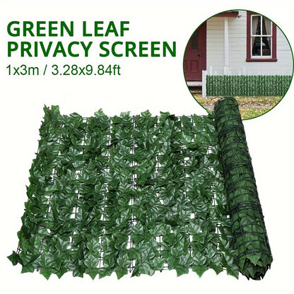 3M Artificial Ivy Leaf Fence Screen, Durable Stitching Grid, Imitation Hedge Panels, Wall Decoration for Outdoor Gardens And Backyards, Uv-Resistant Artificial Hedge Fence for Privacy - Green Leaf Outdoor Garden Decor & Balcony Fencing