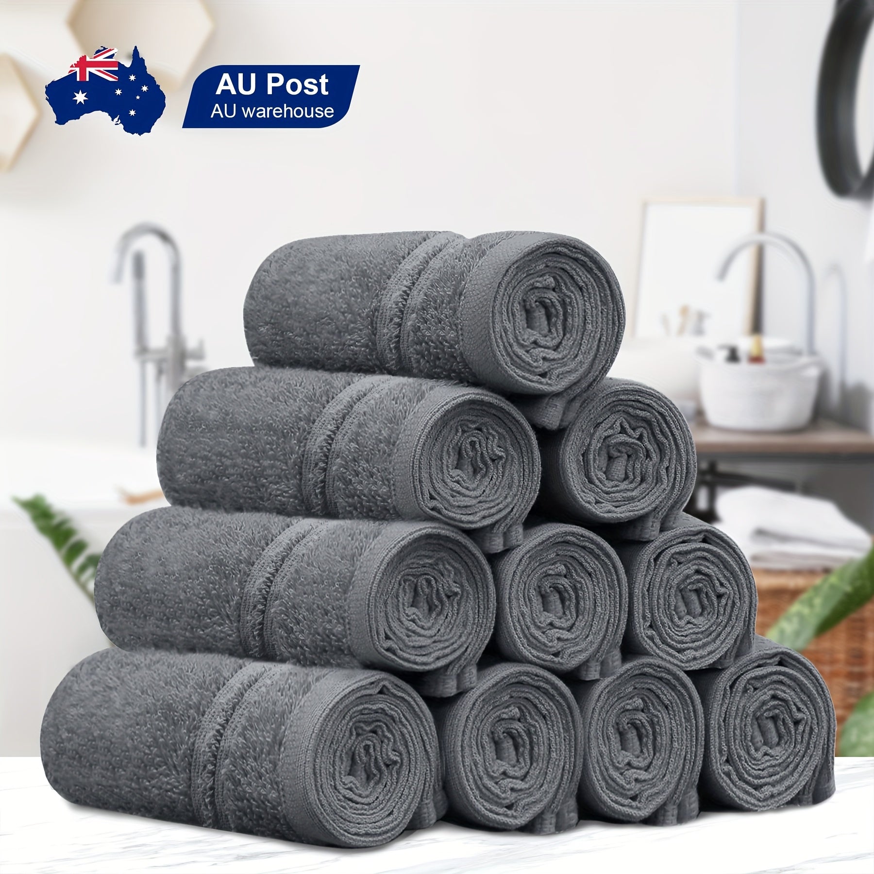 10/20pcs 100% Cotton Face Towels Washcloths - 450GSM Comfort Soft, Water Absorbent, Quick Dry Towels - Great Ribbon Gift Pack - Perfect For Famliy, Hotel, Inn, Gym, Spa, Kitchen