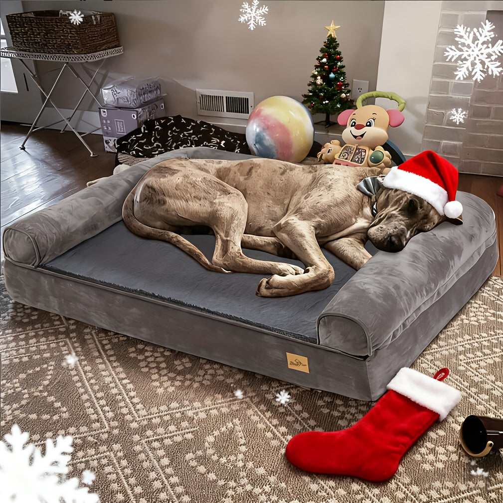 1pc Orthopedic Dog Bed Cushion Thick Foam Pressure Relief Pet Dog Mattress Bolstered Supportive Lounger Cushion Removable Washable Cover Non-Slip Base Low Entry Entry For Senior Dogs