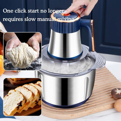 AU Plug 5-Speed Food Chopper, Electric Food Processor And Dough Mixer, 5L Large Capacity Meat Grinder with Blades, Stainless Steel Mincer for Kitchen Use, Suitable for Vegetables, Onions, Garlic, Salads, Fruits, And Nuts