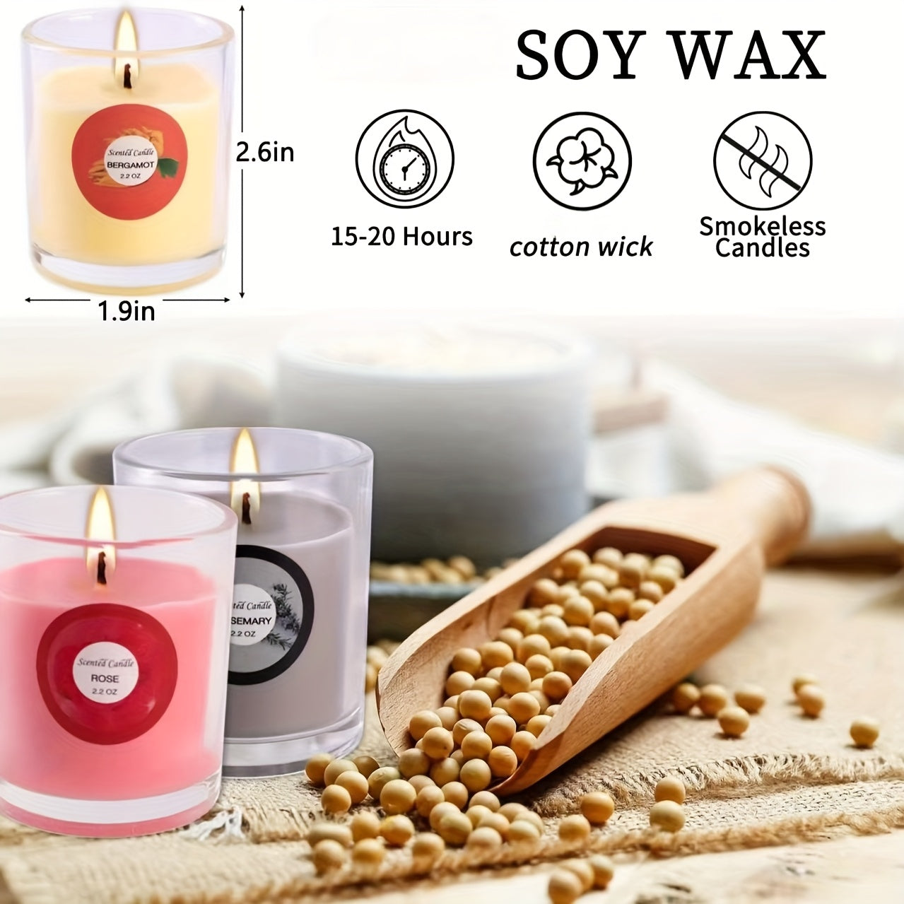 20 Colored Glass Candles, 10 Different Fragrances (4.83 X 6.6 cm), Long-lasting Burning, Suitable for Hydrotherapy, Bathing, And Relaxing At Night, Can Create A Warm Atmosphere, Can Be Used for Personal Use As A Gift.