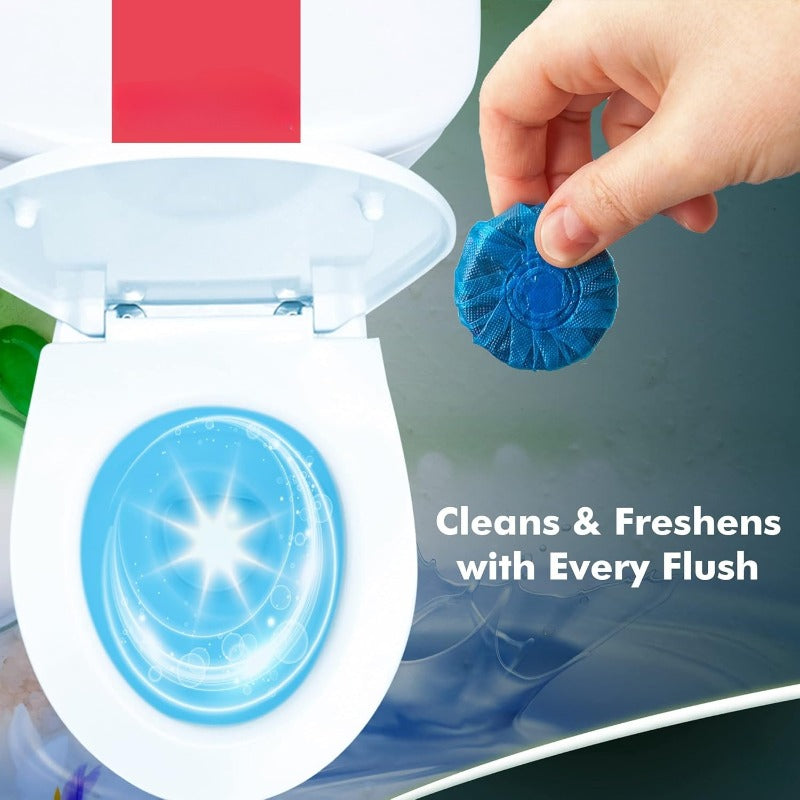 12 pk x 40g Toilet Cistern Blocks, Blue Ocean Scent Freshener Tablets, Powerful Rim and Bowl Cleaning, Long-Lasting Fragrance, Prevents Limescale, and Effectively Fights Odours