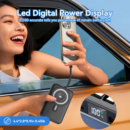 3 In 1 Wireless Power Bank, 20000mAh Magnetic Charger, With Digital Display, Stand, Magnetic, Suitable For Mobile Phones, Headphones, Watches, Portable Battery Pack, Airline Allowed, Suitable For Home, Travel, Going Out (Black)