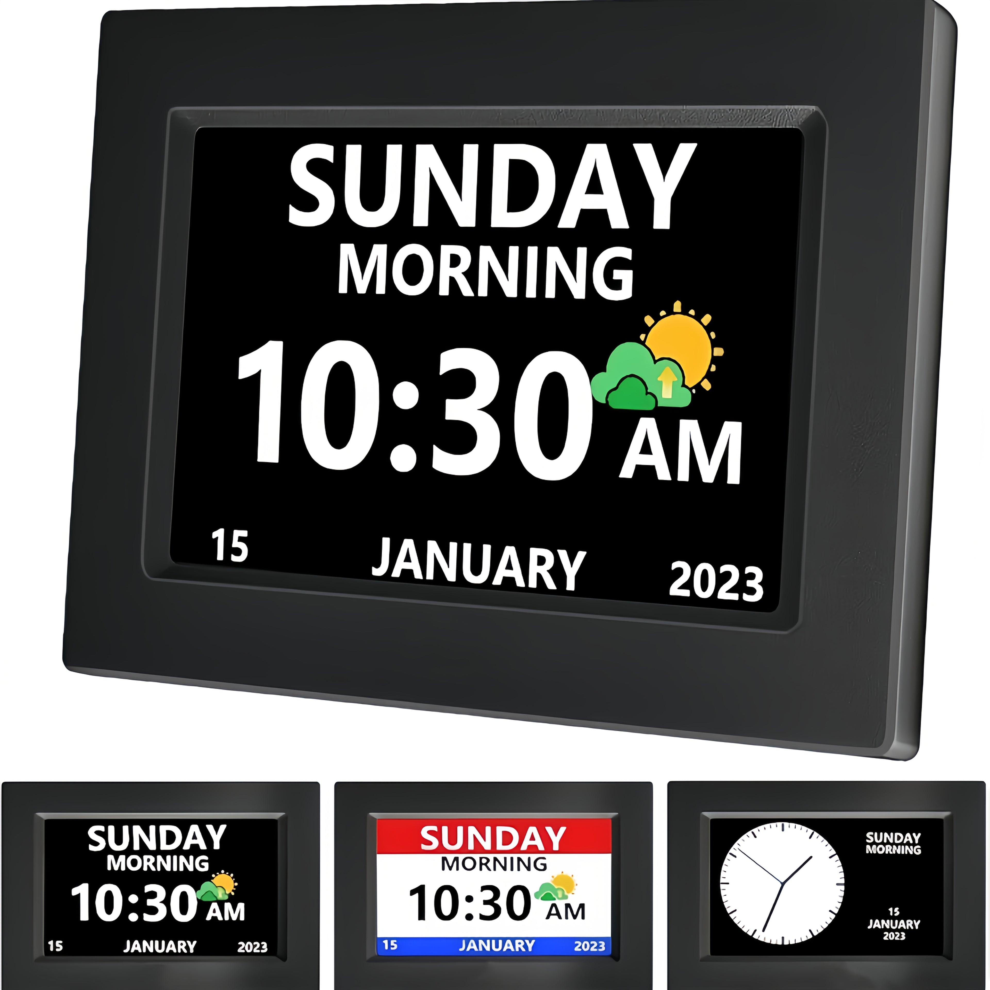 Digital Calendar Alarm Clock - Features a Large Screen Display, AM/PM Indication, Multiple Alarm Reminders, No Remote Control. Suitable for the Elderly and Dementia Patients. Can Be Placed on a Desktop or Wall-mounted. Ideal for Indoor Decoration