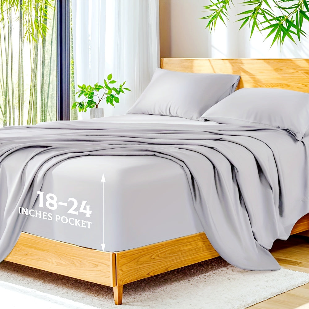Ultra Soft Bed Sheets Set, Breathable for Spring & Summer, Deep Pocket 18-24in, Shrink-Resistant Cooling Bedding for Hot Sleepers, Queen/King/Double/Single/King Single Sizes, Ideal Gift for Halloween, Christmas, New Year & Holiday Season