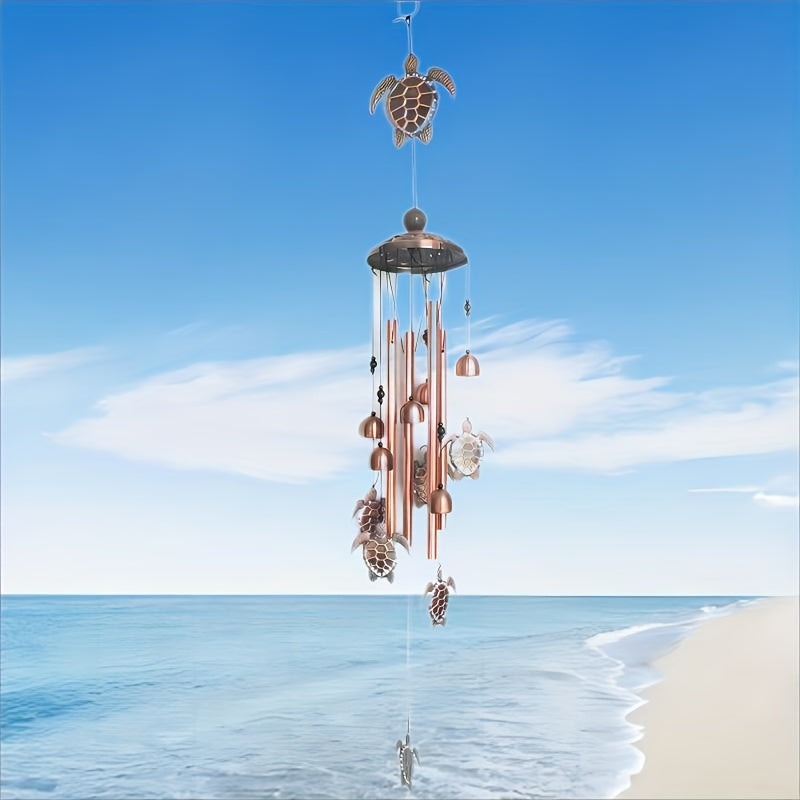 1pc Outdoor Bronze Sea Turtle Wind Chimes Suspension Mobile Tortoise Wind Chime Garden Decoration Gifts for Mom Friend, Thanksgiving Gifts, Aluminum Chime, Hanging Outdoor Decor