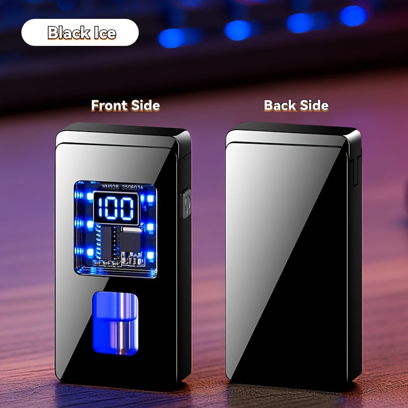 Intelligent Voice-Controlled Dual Flame Lighter with a Gravity Sensor, Designed to Be Windproof for Outdoor Activities, Presented in a Luxurious Black Ice Gift Box, Perfect As a Gift for Men