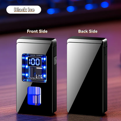 Intelligent Voice-Controlled Dual Flame Lighter with a Gravity Sensor, Designed to Be Windproof for Outdoor Activities, Presented in a Luxurious Black Ice Gift Box, Perfect As a Gift for Men