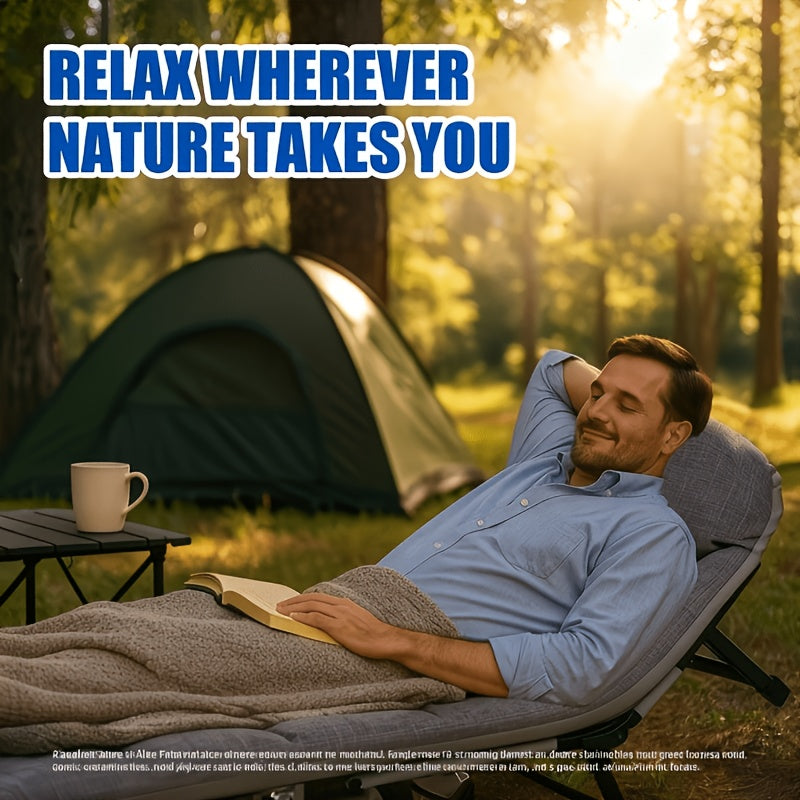 Portable Folding Bed Camping Cot with Thick Comfort Mattress 6 Adjustable Positions Heavy Duty Strong Frame Lightweight Foldable Easy Carry for Travel Camping Guest Home Office All Seasons Local Warehouse Fast Dispatch Practical Thoughtful Gift