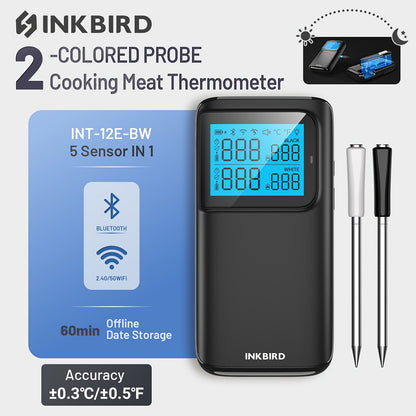 [Meat Thermometer] INKBIRD 5G WiFi Meat Thermometer, Wireless Roast Thermometer, Barbecue Outdoor Cooking, Multi-Sensor Grilling Thermometer Outside, 2 Probes with 5 Sensors, 25Hours Cooking, for Lawn And Gardening BBQ, Grill, Smoker, Oven| Christmas/Birt