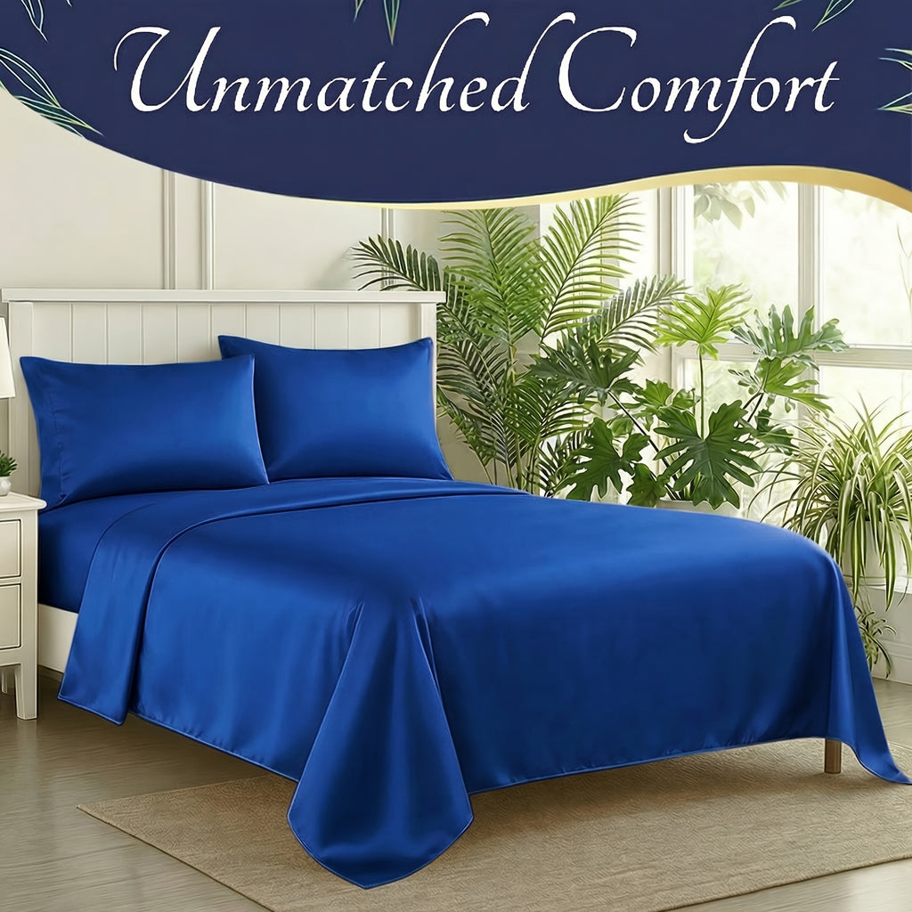 Bamboo Fiber Bedding Including a 3/4pcs Cover, Sheet, And Pillowcases, Designed to Be Soft And Gentle on The Skin, Providing Comfort And Breathability, Ideal for Those Who Sleep Hot, Featuring a Deep Pocket Design for a Snug And Secure Fit