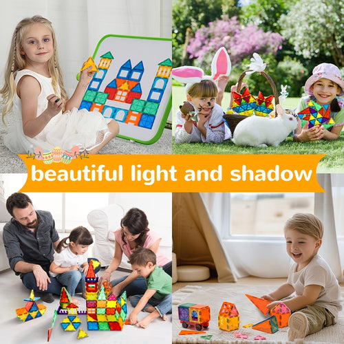 120pcs Magnetic Tiles, Magnetic Building Blocks for Children, Magnetic Building Block Sets, Stacking Blocks