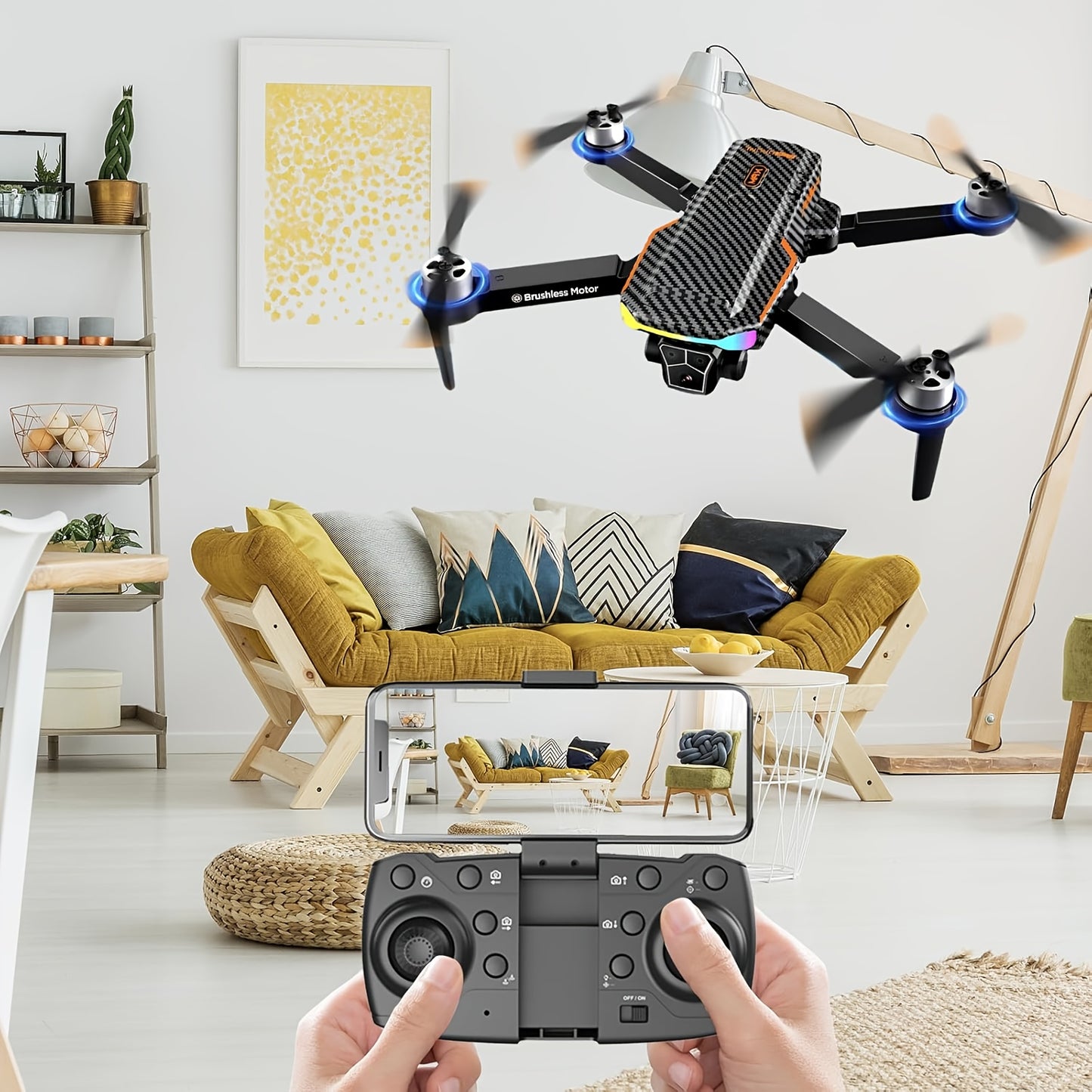 New F168 Light Flow Dual Camera Brushless Remote Control Drone, Mobile App Control, Beginner Men'S Gift, Indoor/Outdoor Affordable Drone, Christmas Halloween Thanksgiving Gift